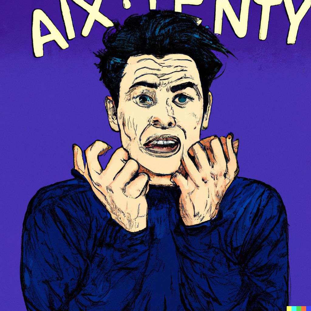 a representation of anxiety, comic book illustration, toon style